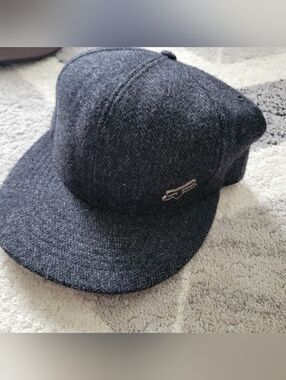 Fox racing Y2K Charcoal Herringbone Wool Cap with Metal Logo Accent